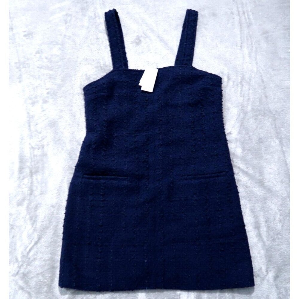 Abercrombie & Fitch Dress Womens M Blue Mini Shift Boucle Tweed Sleeveless Wool